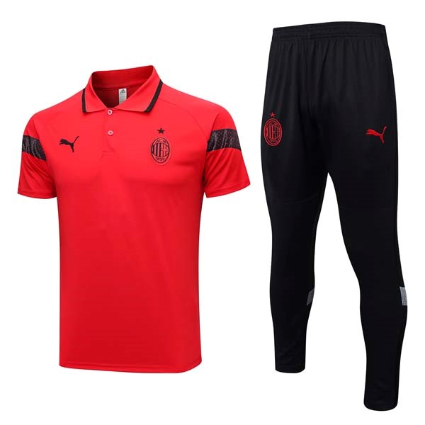 Polo AC Milan Conjunto Completo 2023-24 Rojo Negro